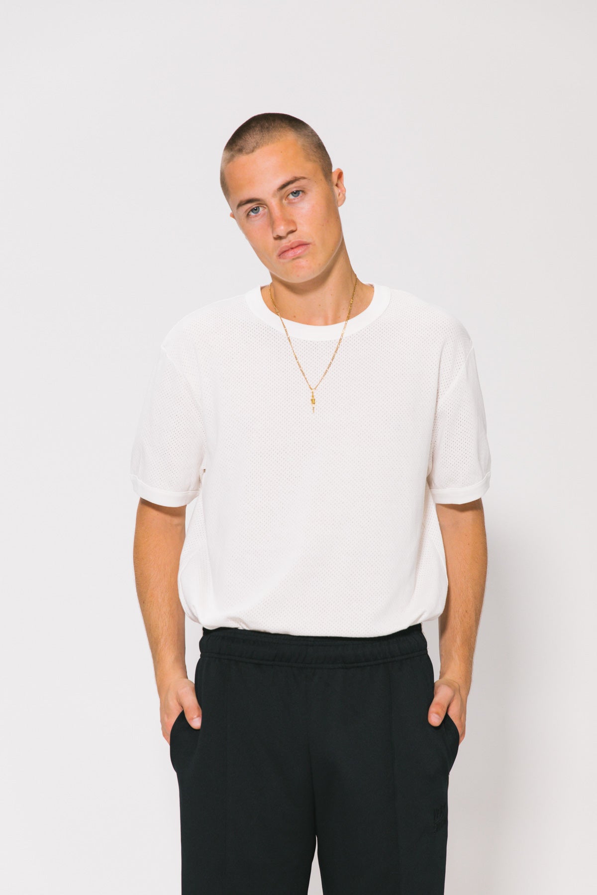 Vintage White Mesh Fitted Tee