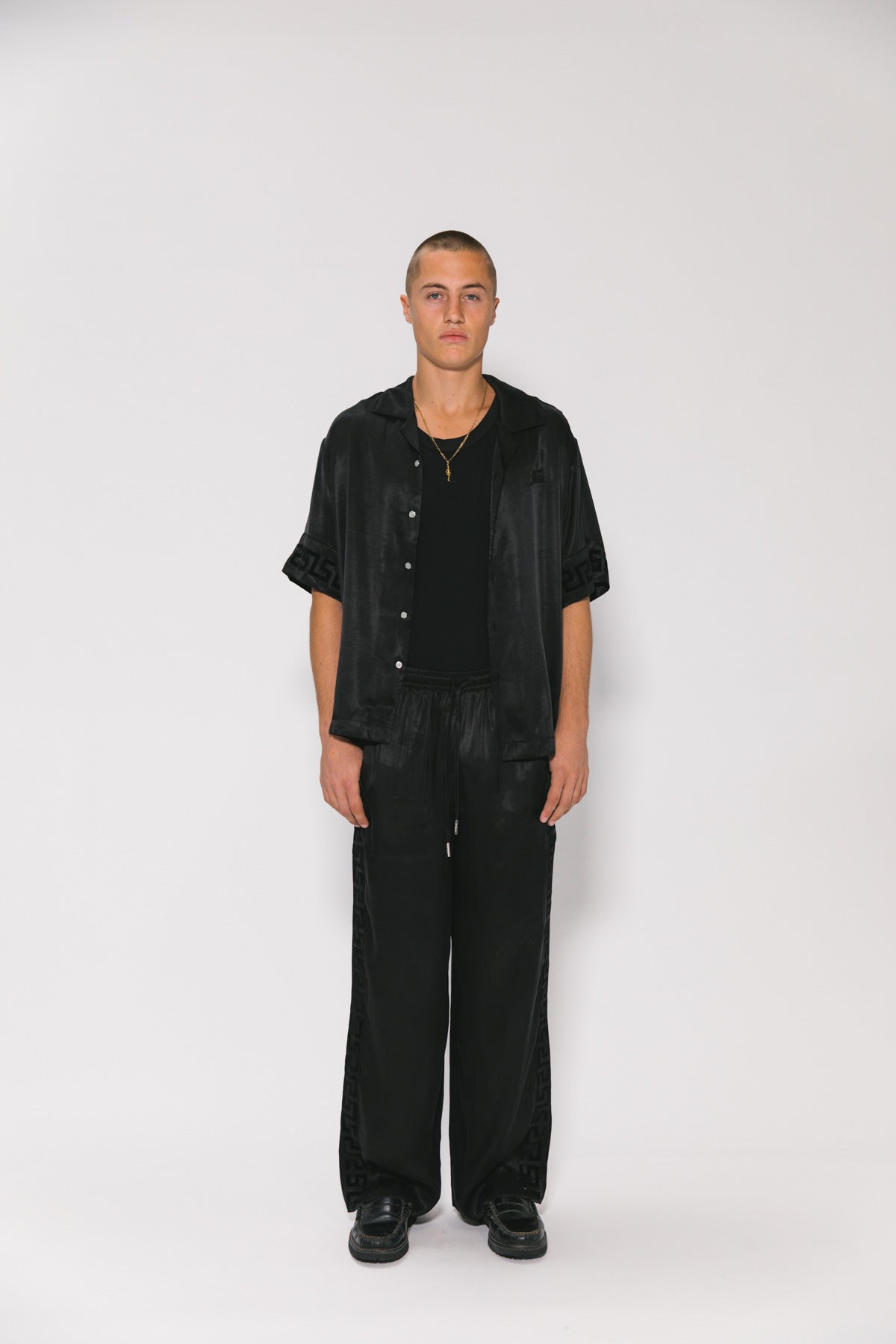 Black Panel Geo Resort Shirt