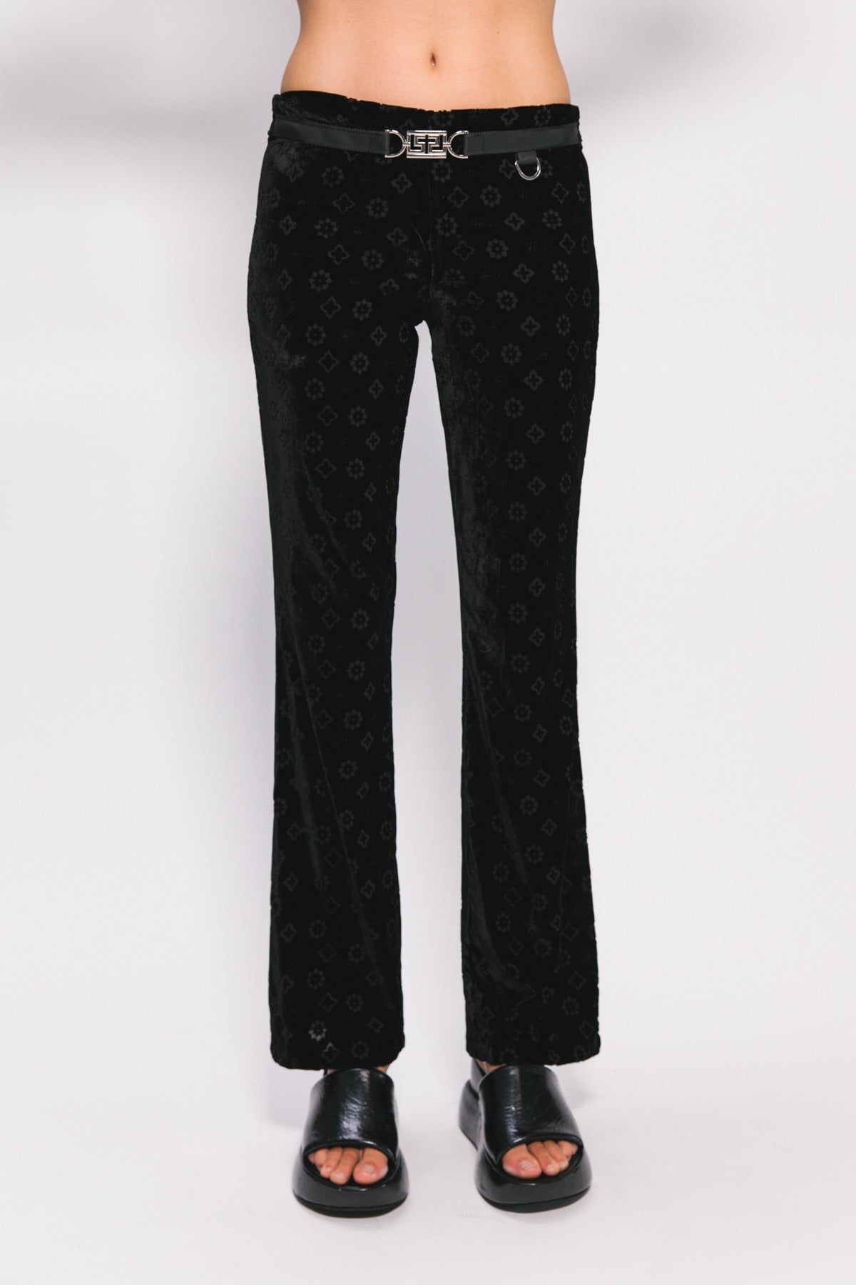 Black Velour Motif Ainsley Pant