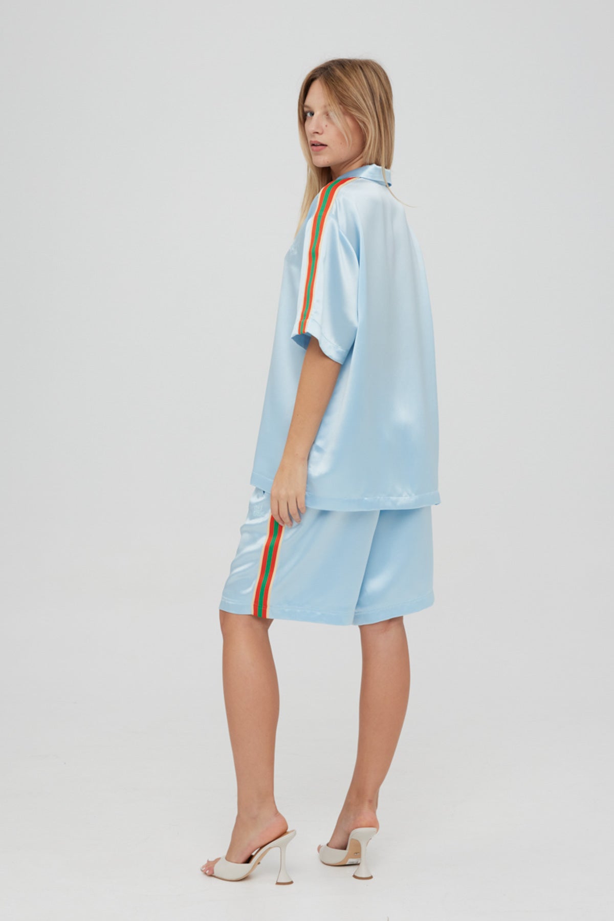 Blue Satin "Stripe" Basketball shorts