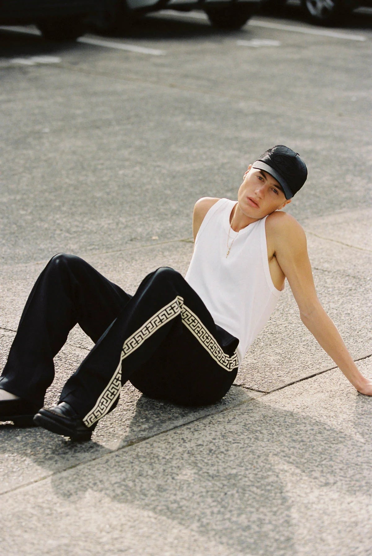 Black Geo Track Pants
