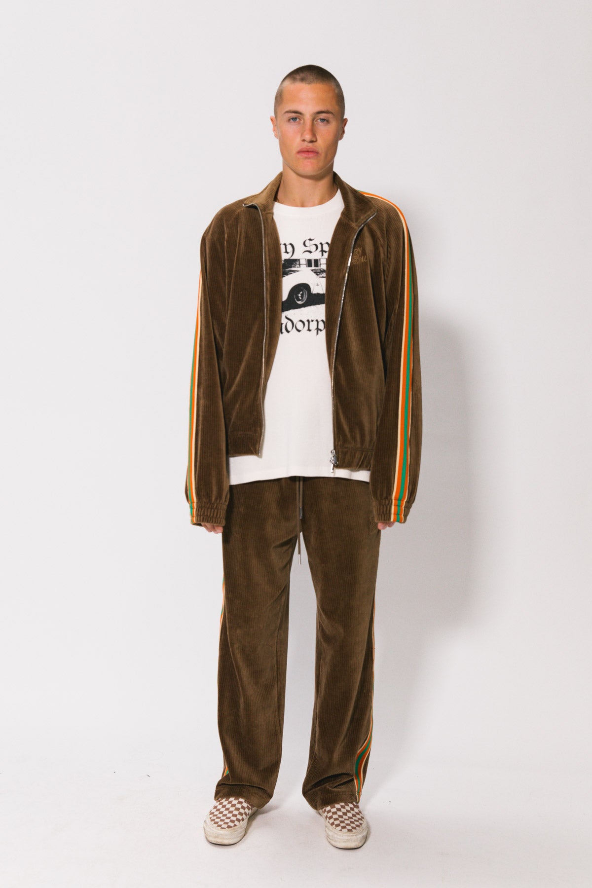 Brown Cord "Stripe" Track Jacket