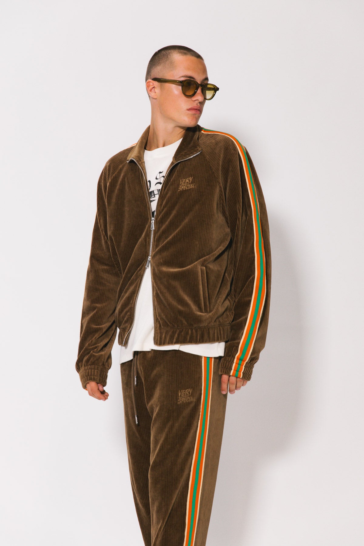 Brown Cord "Stripe" Track Jacket