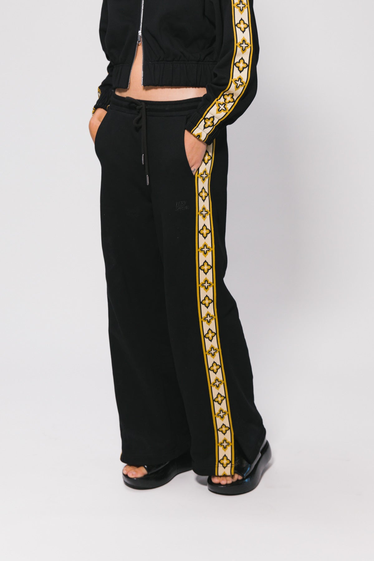 Black Diamonds Wide Leg Track Pant