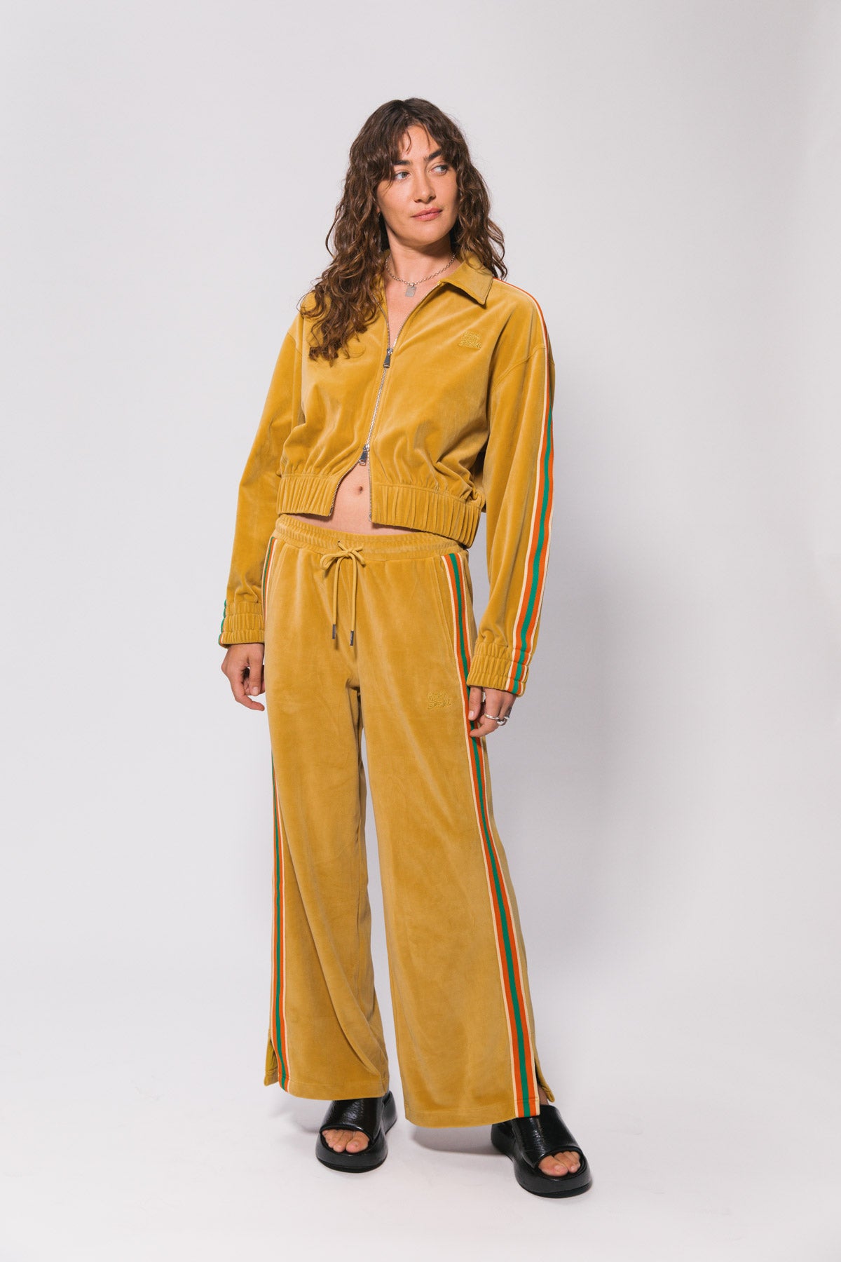 Clay Velour Zip Crop Jacket