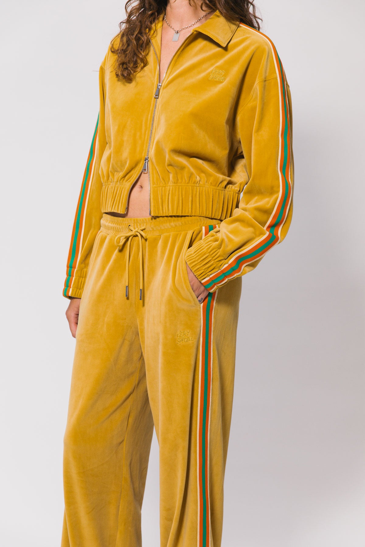 Clay Velour Zip Crop Jacket