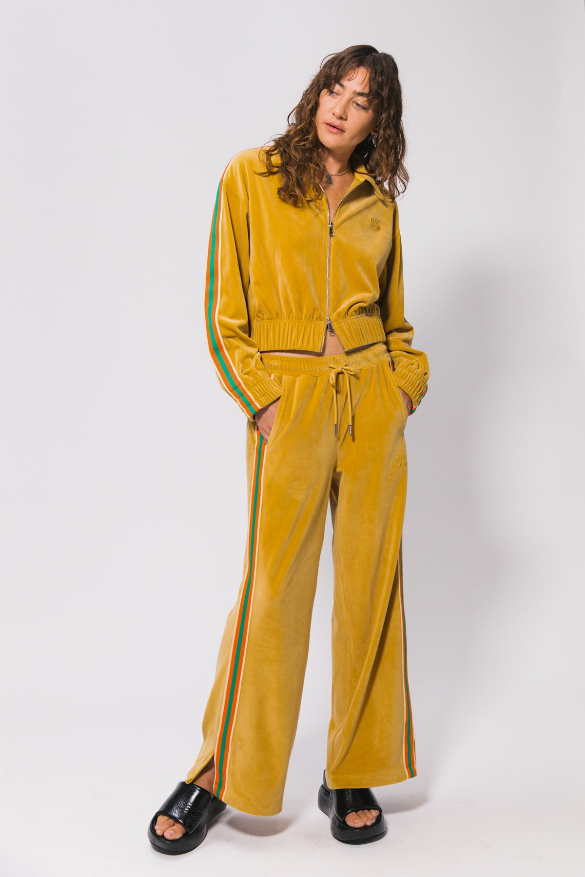 Clay Velour Zip Crop Jacket