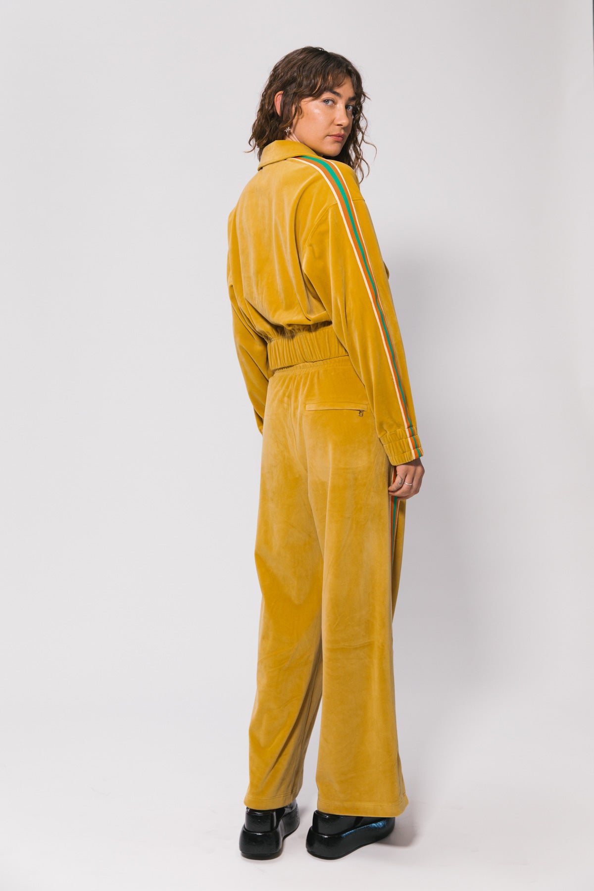 Clay Velour Zip Crop Jacket