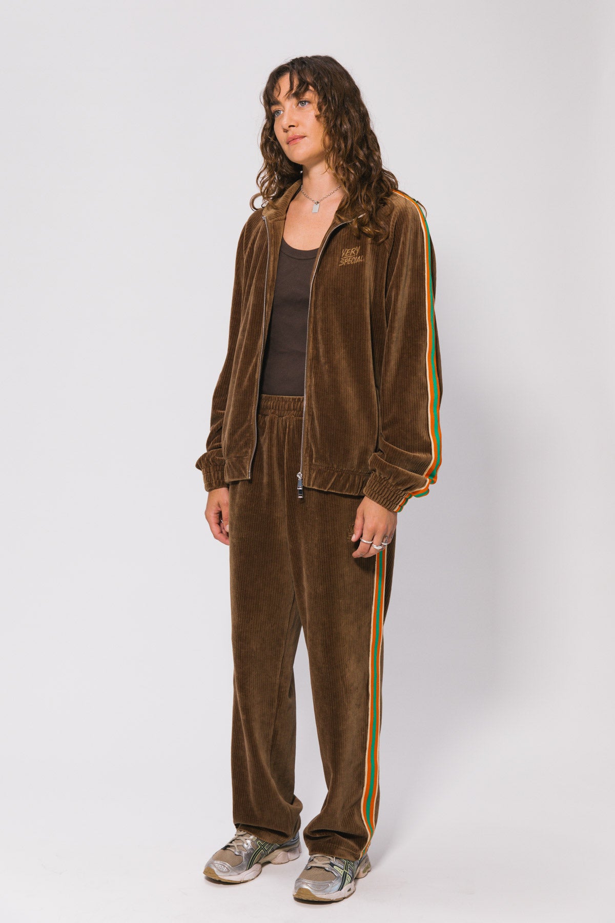 Brown Cord "Stripe" Track Pants