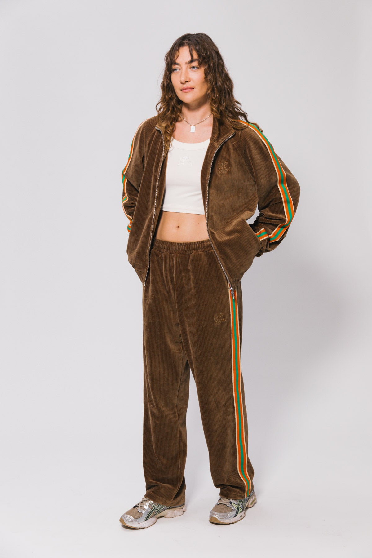 Brown Cord "Stripe" Track Jacket