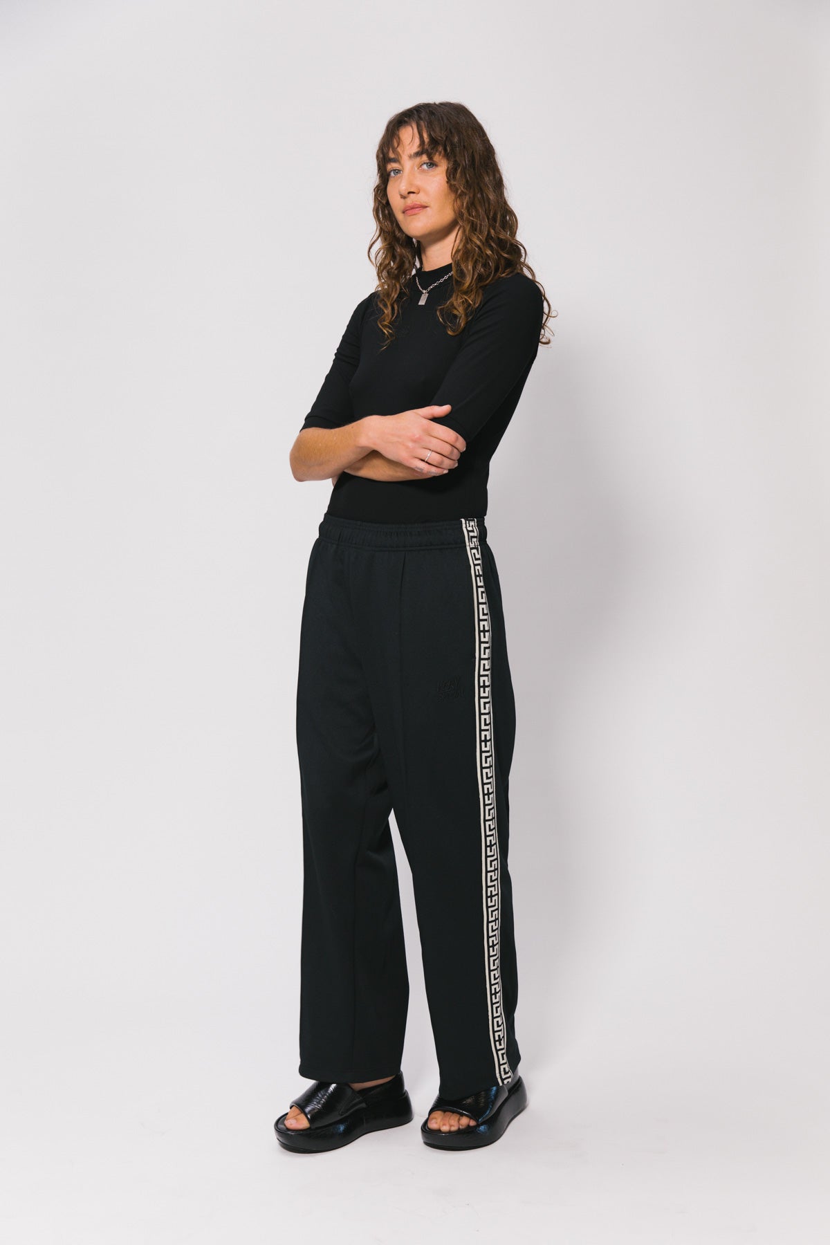 Black Geo Track Pants