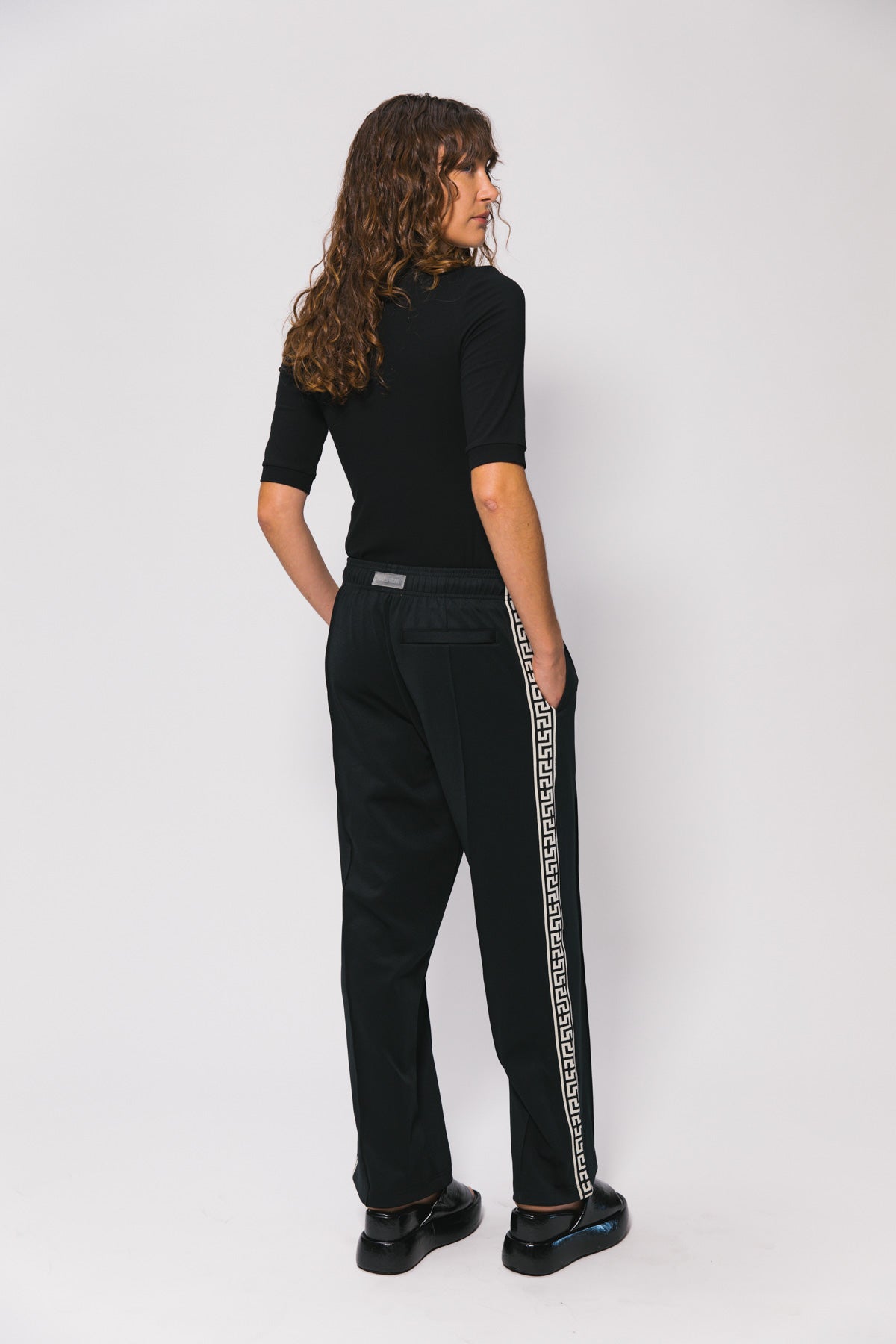 Black Geo Track Pants