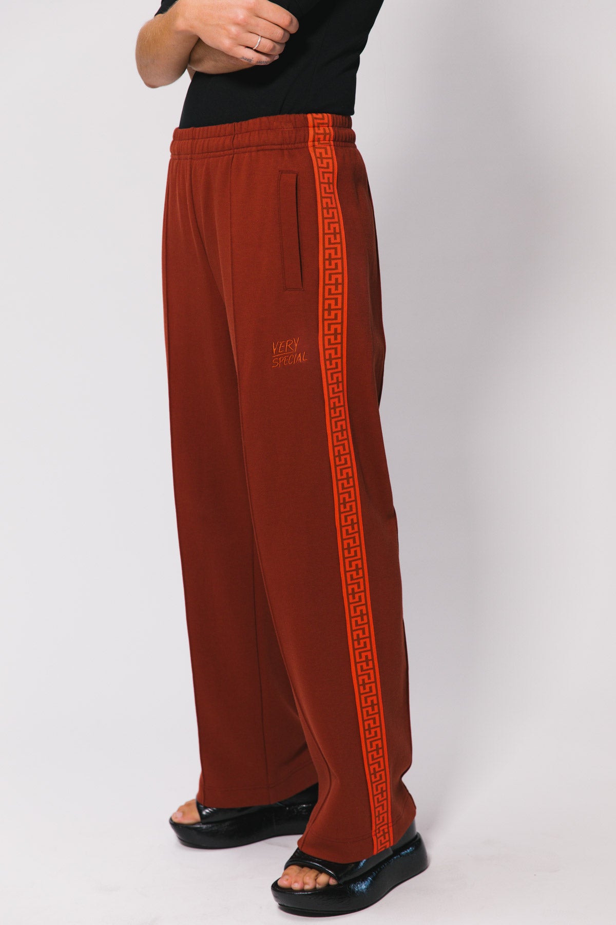 Cotton Burgundy Geo Track Pants