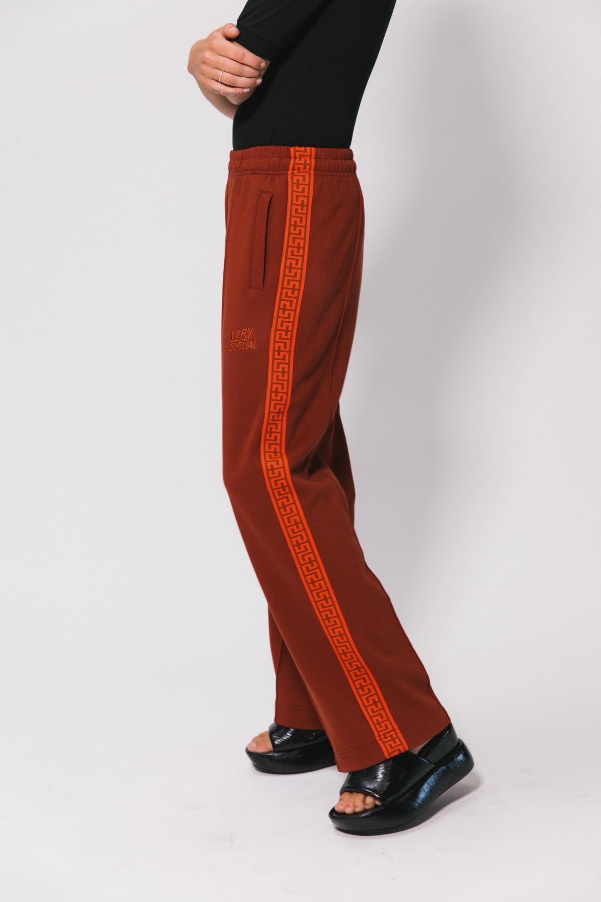 Cotton Burgundy Geo Track Pants