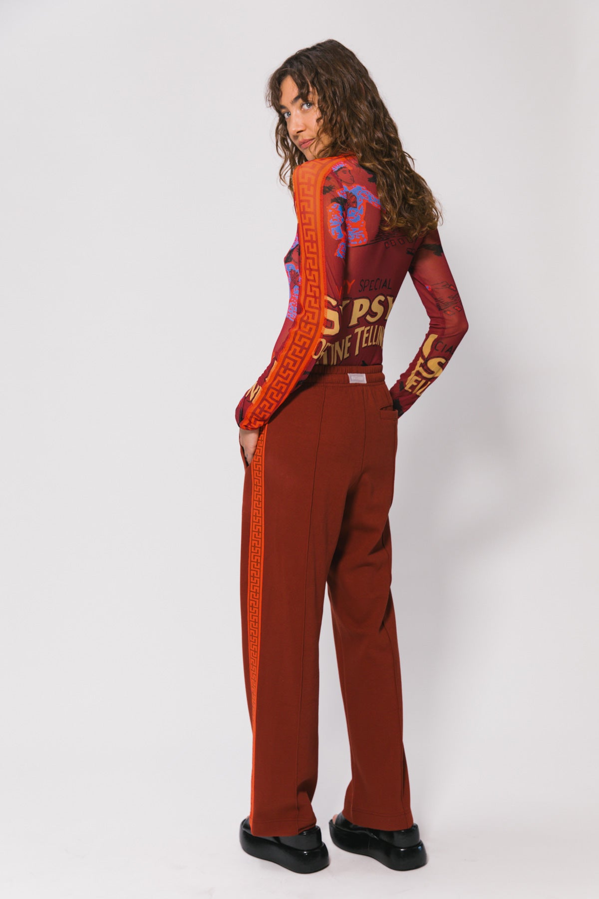 Red Fortune Teller Mesh LS Top