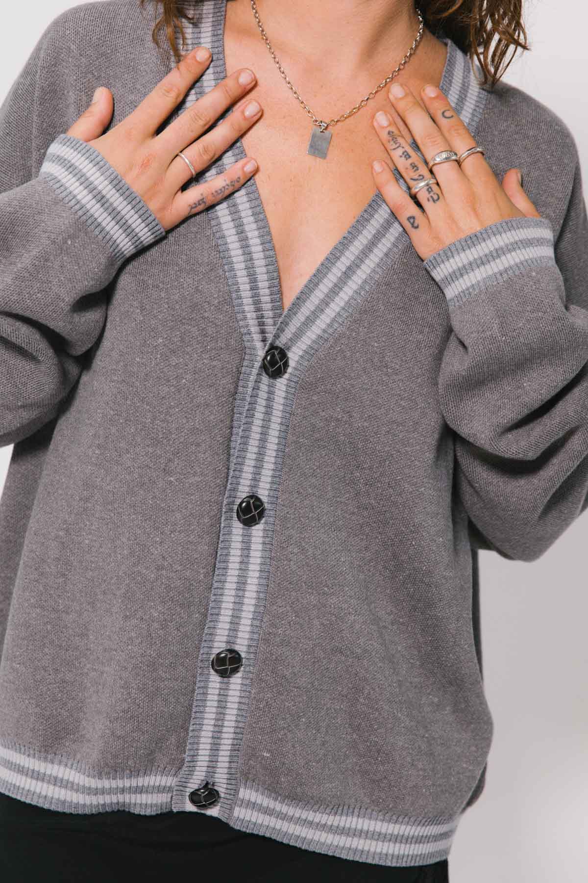 Grey Special Knitted Cardigan