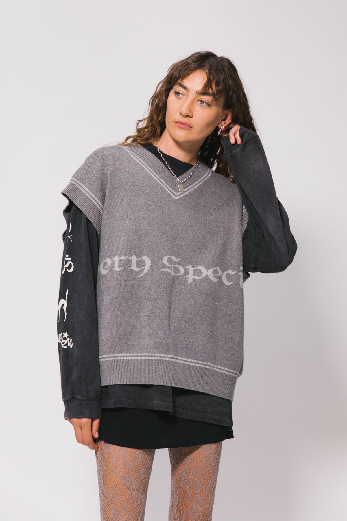 Grey Special Knitted Vest