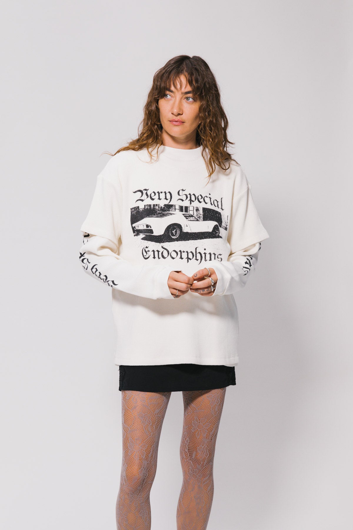 White Endorphins Waffle Tee