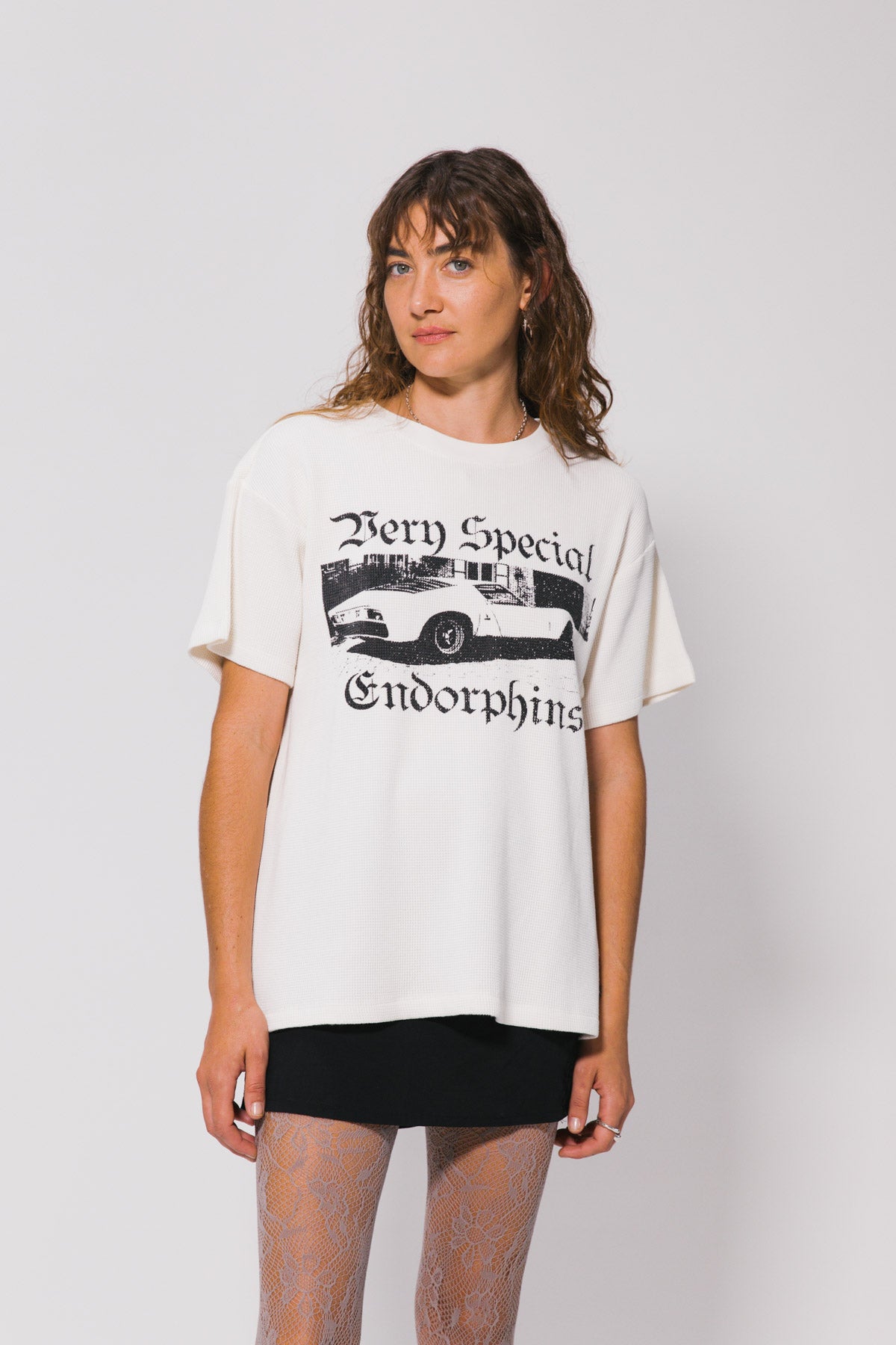 White Endorphins Waffle Tee