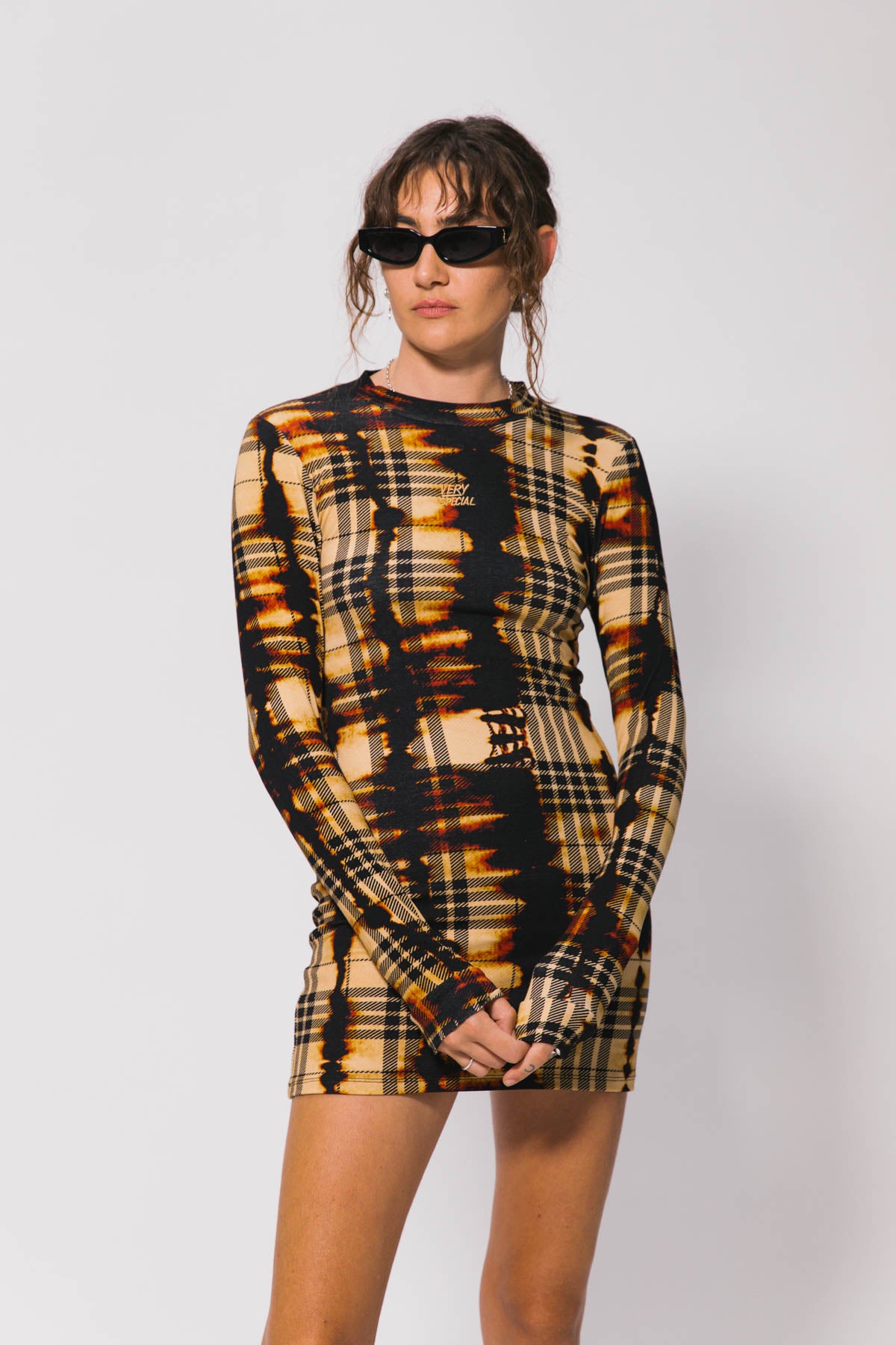 Abstract Plaid Dress