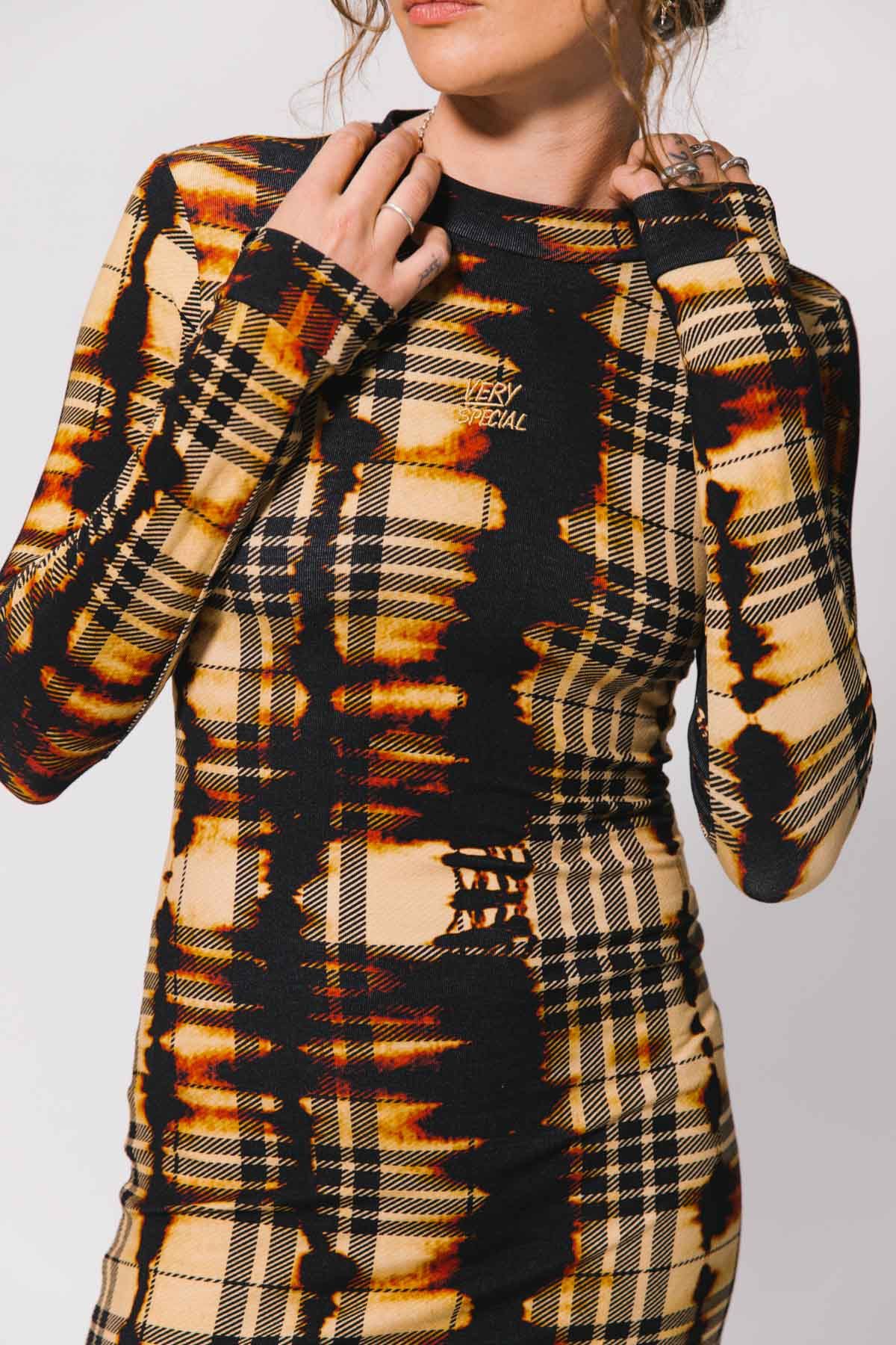Abstract Plaid Dress