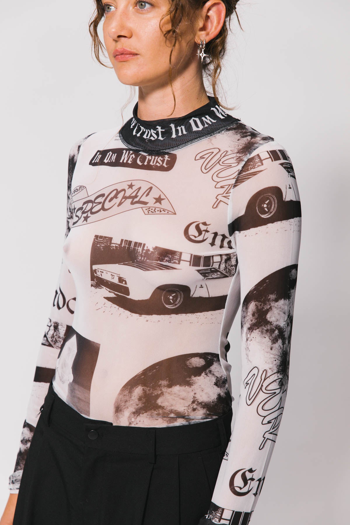 Collage Mesh Long Sleeve Top