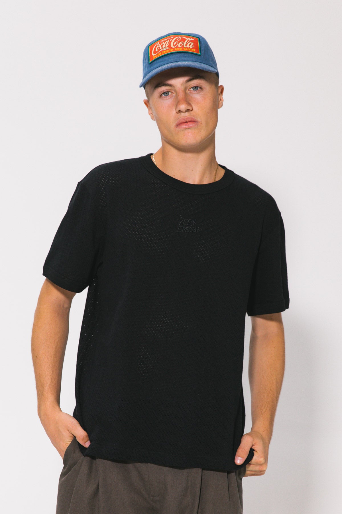 Black Mesh Fitted Tee