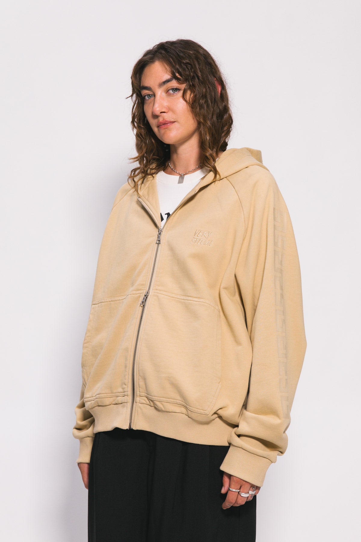 Beige SVS Essential Zip Hoodie