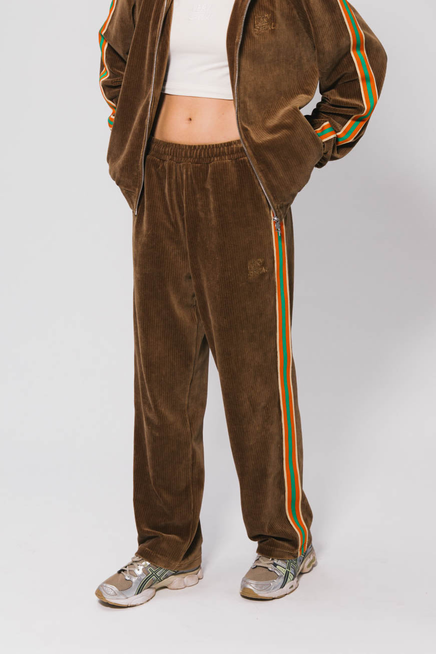 Brown Cord "Stripe" Track Pants
