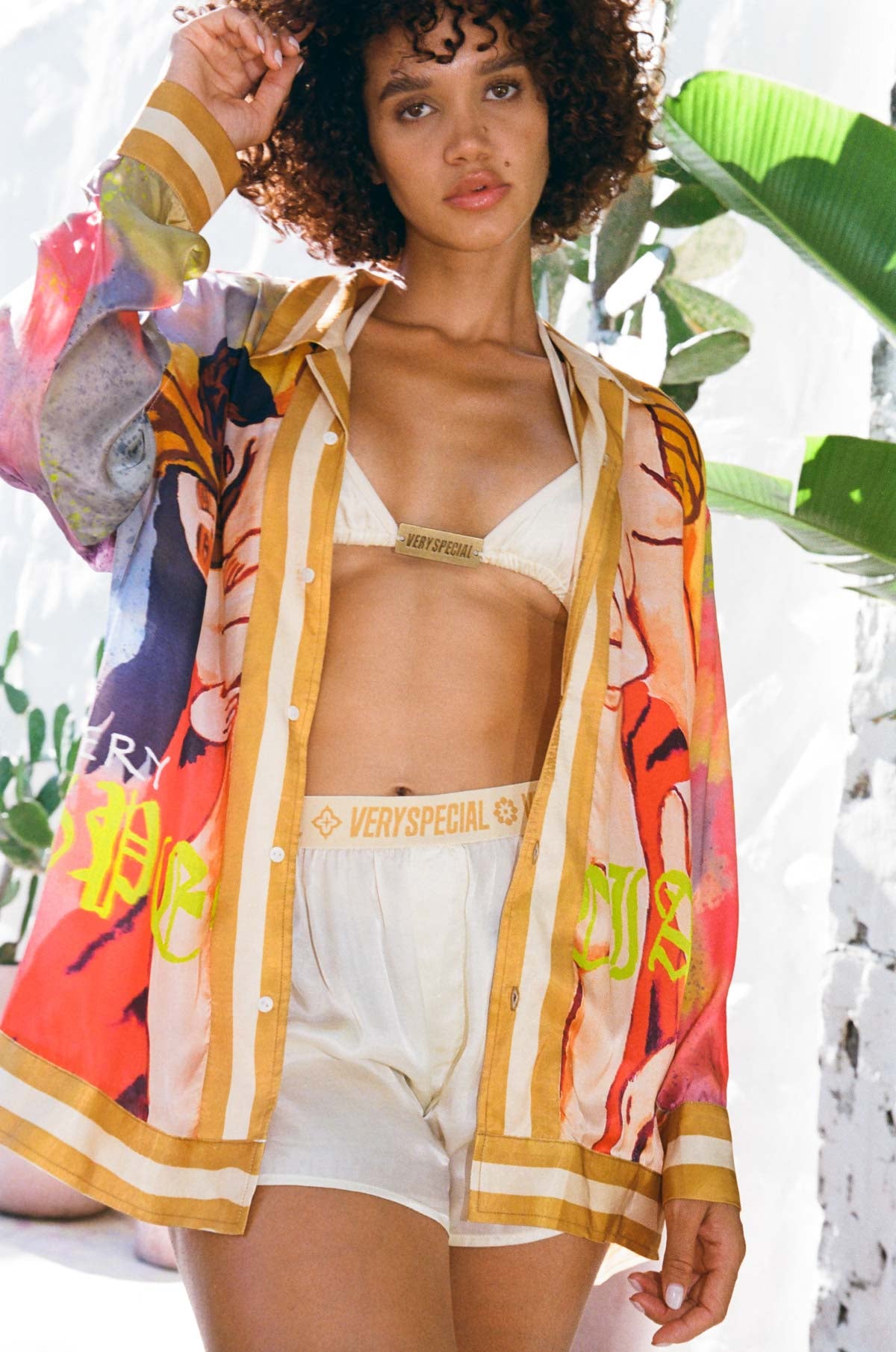 Cream Satin Tri Top