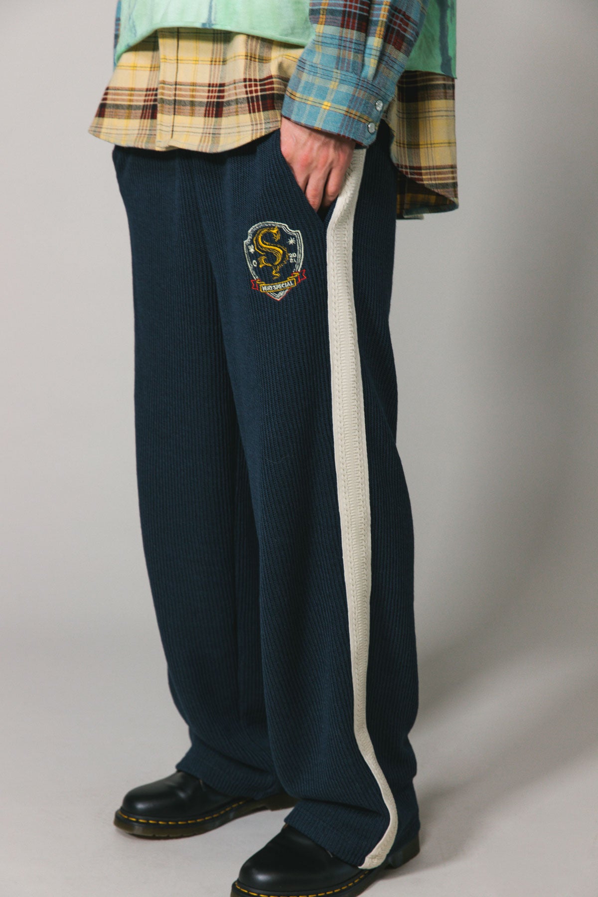 Navy Knitted Baggy Pants