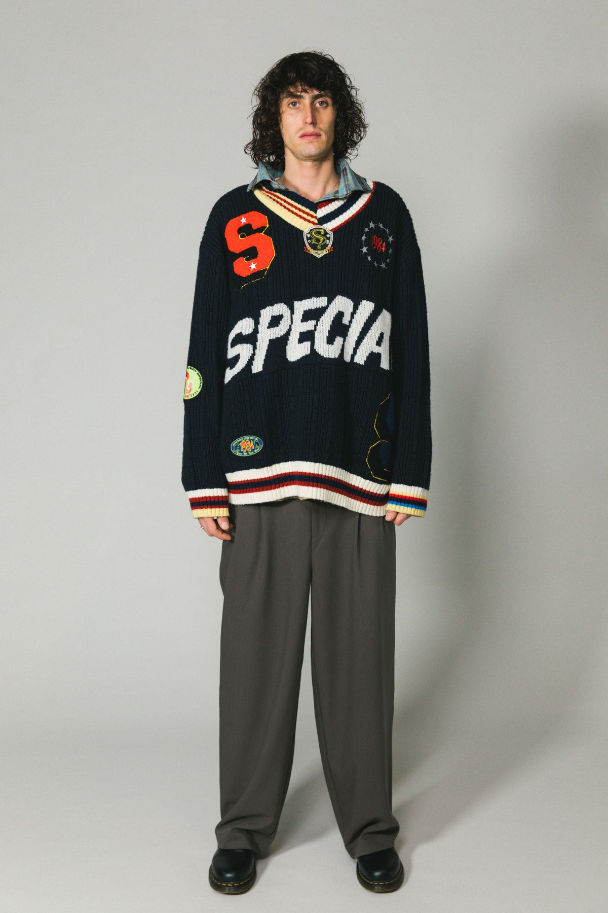 Navy Patch Knit Sweater