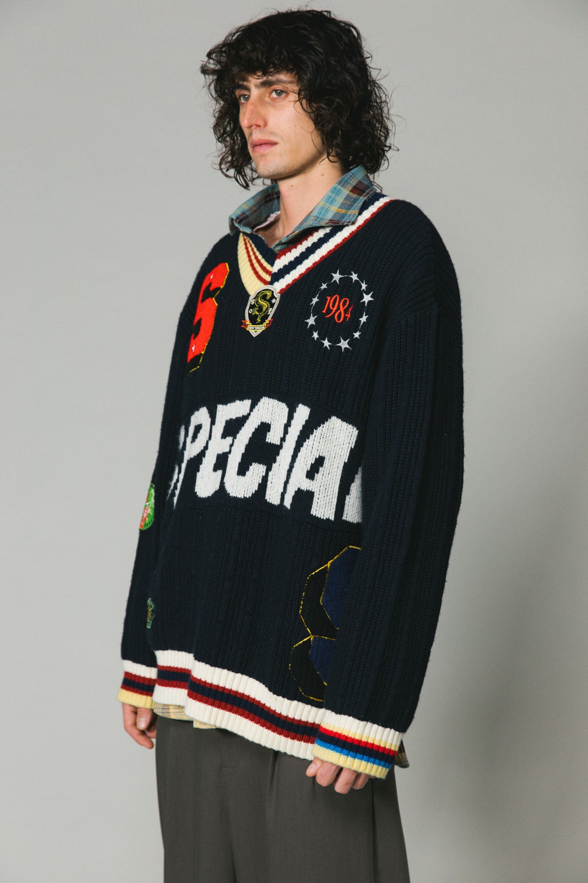 Navy Patch Knit Sweater