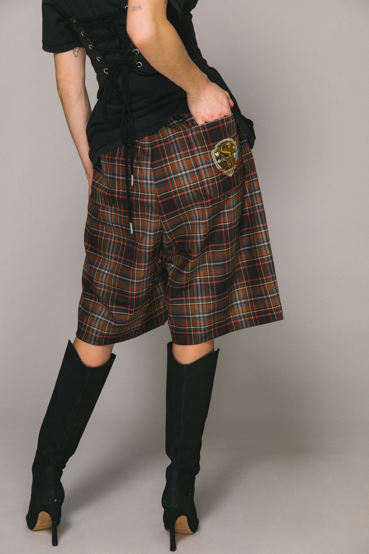 Brown Plaid Baggy Shay Short