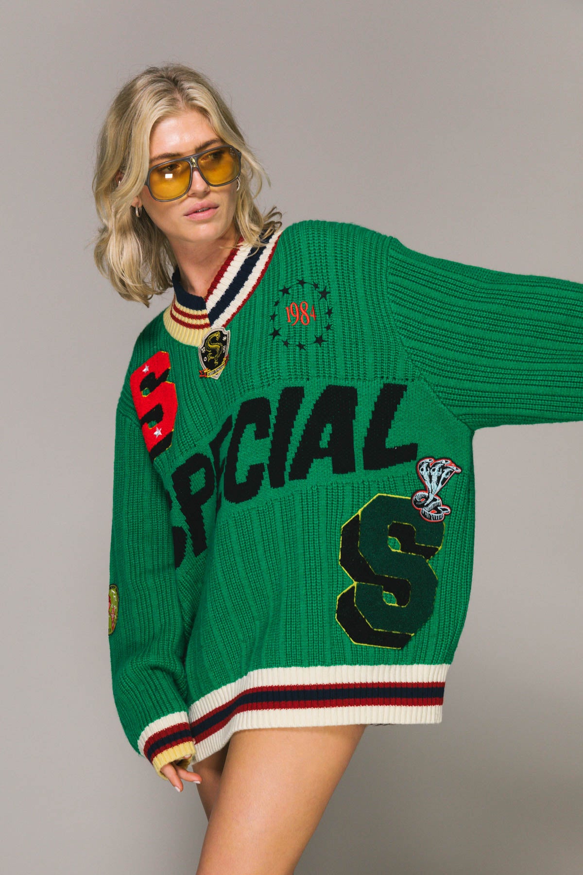 Green Patch Knit Sweater