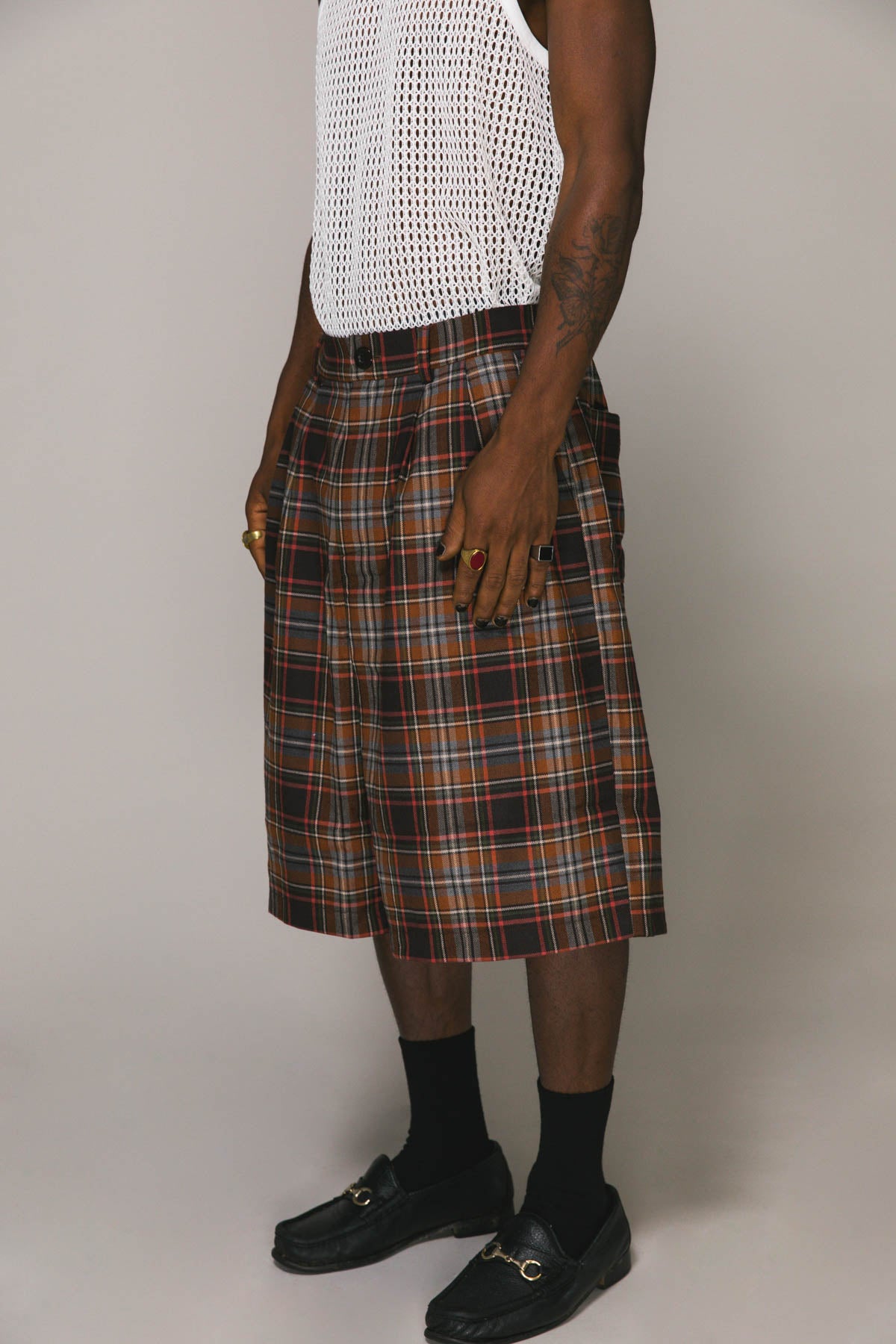 Brown Plaid Baggy Shay Short