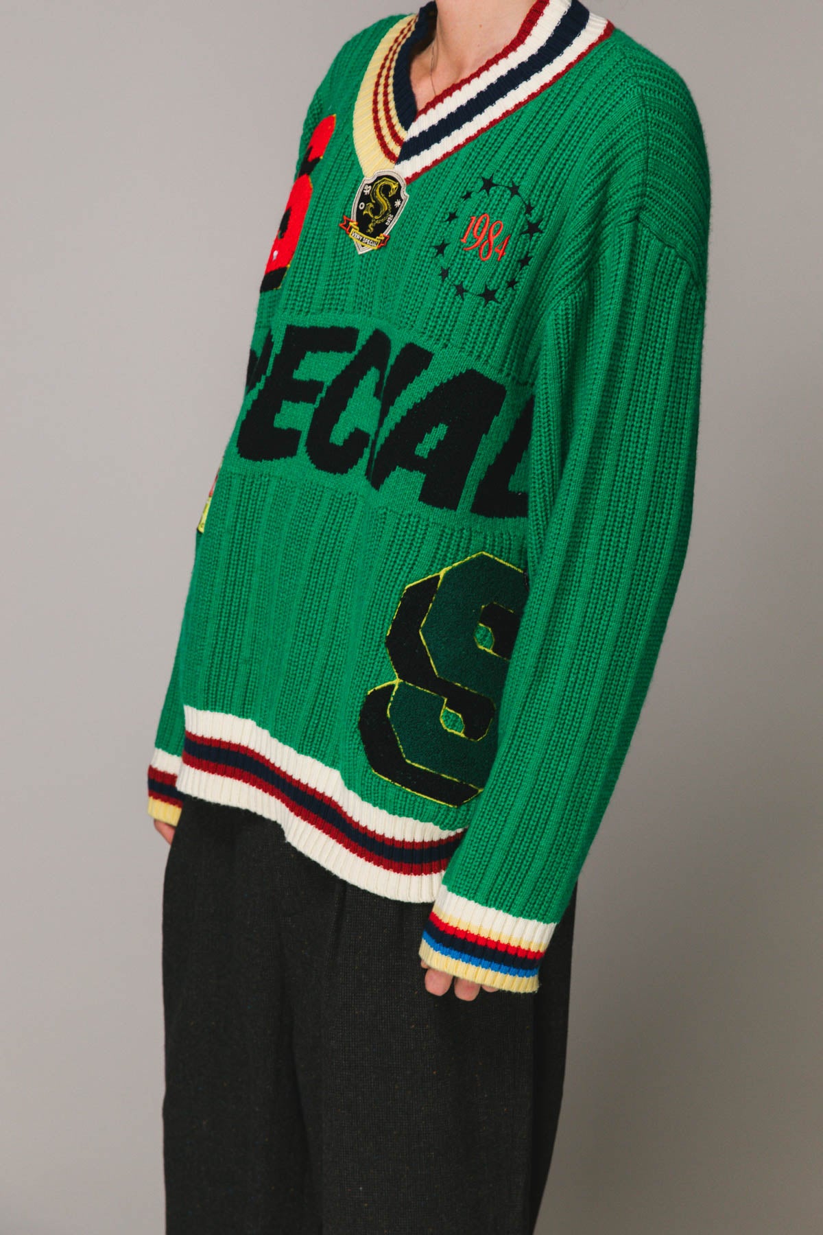 Green Patch Knit Sweater