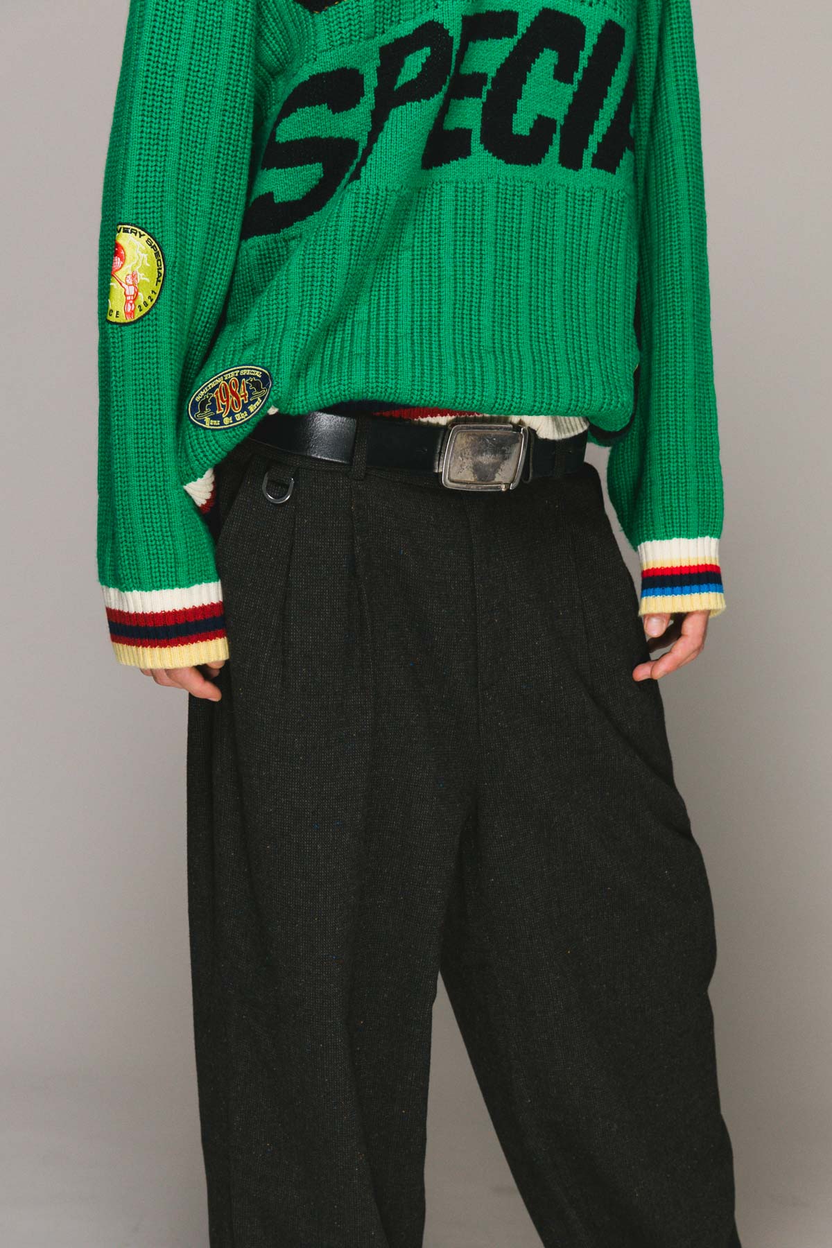 Green Patch Knit Sweater