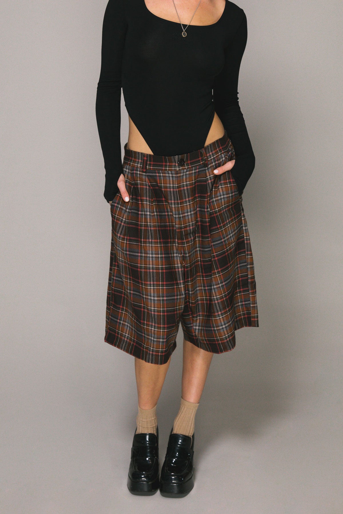 Brown Plaid Baggy Shay Short