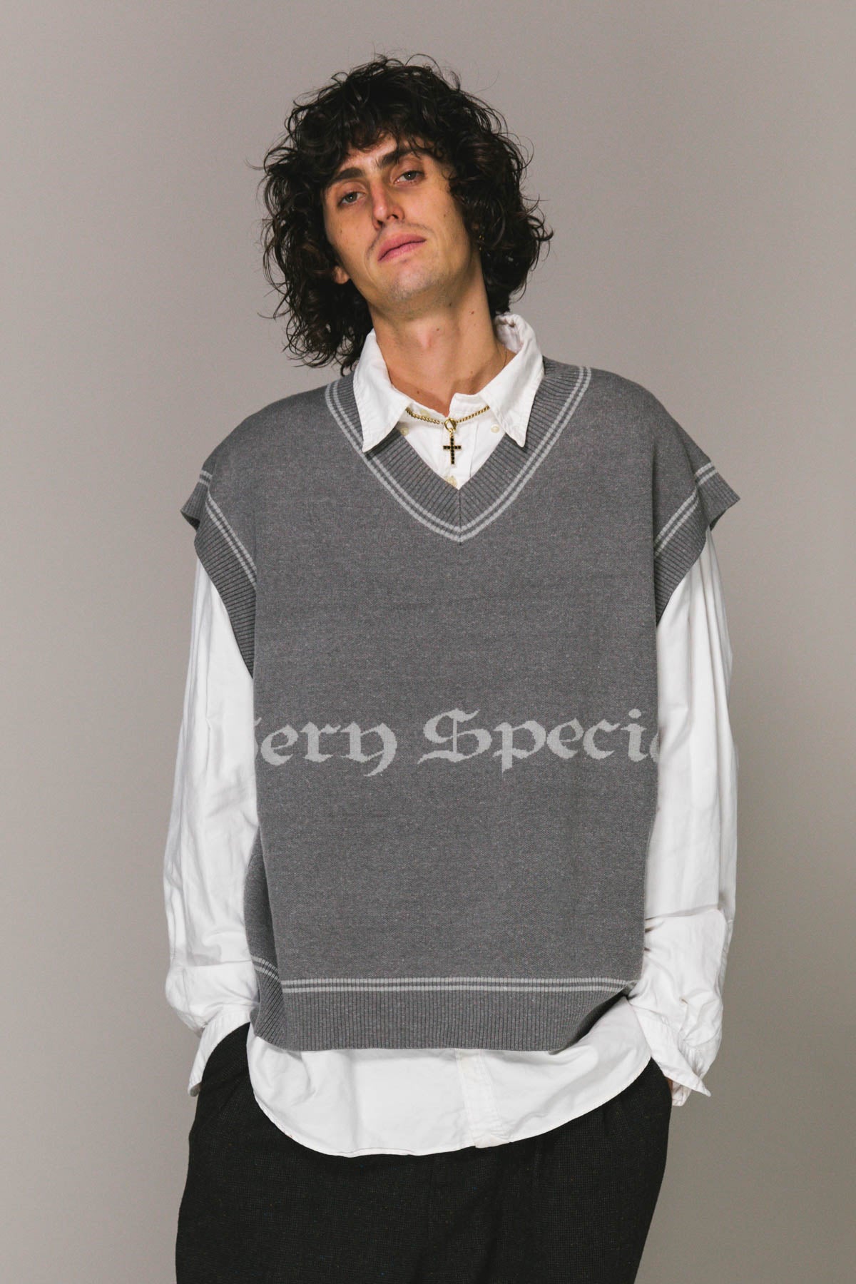 Grey Special Knitted Vest