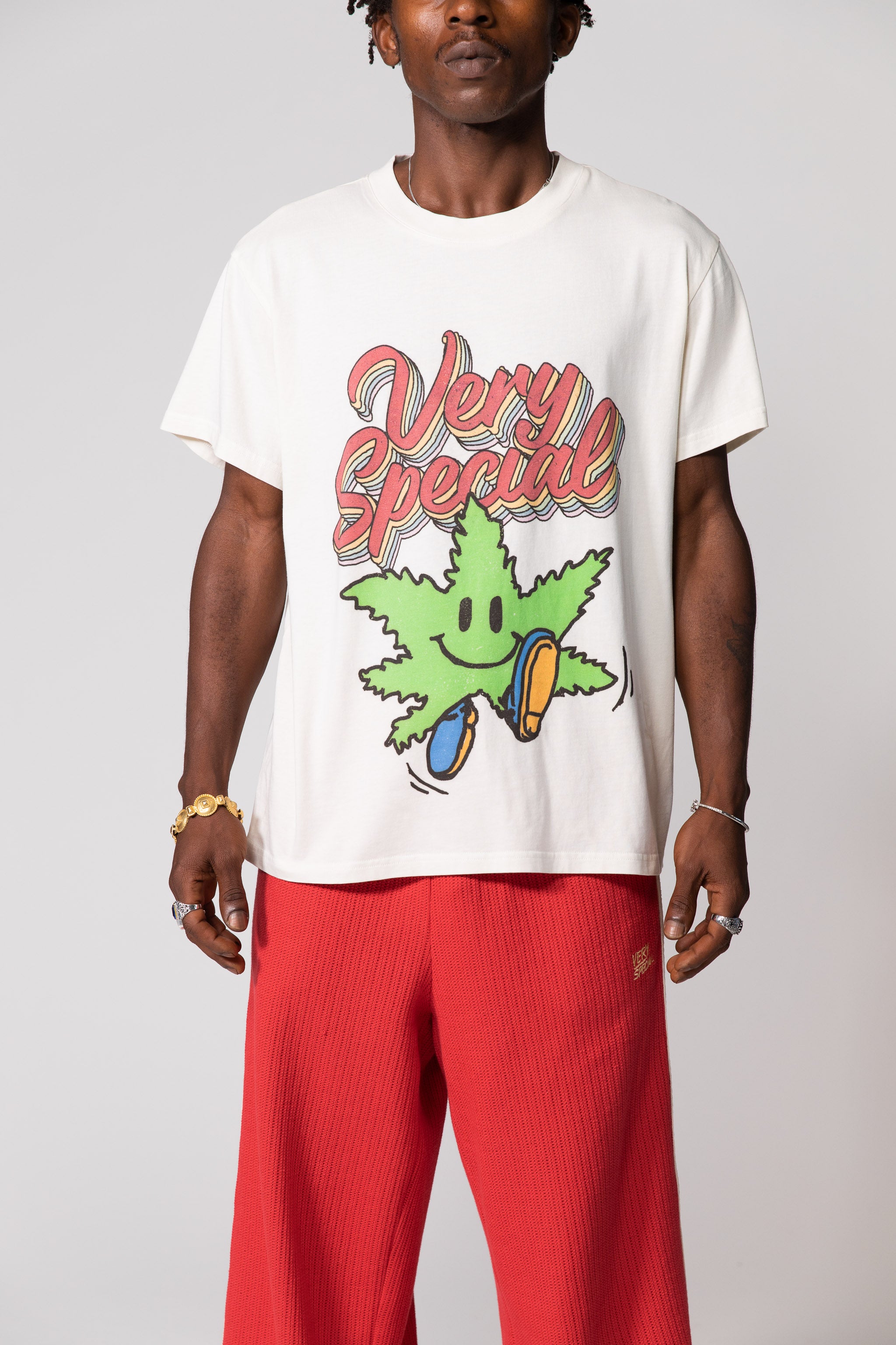 White Mr Happy Herb Vintage Tee