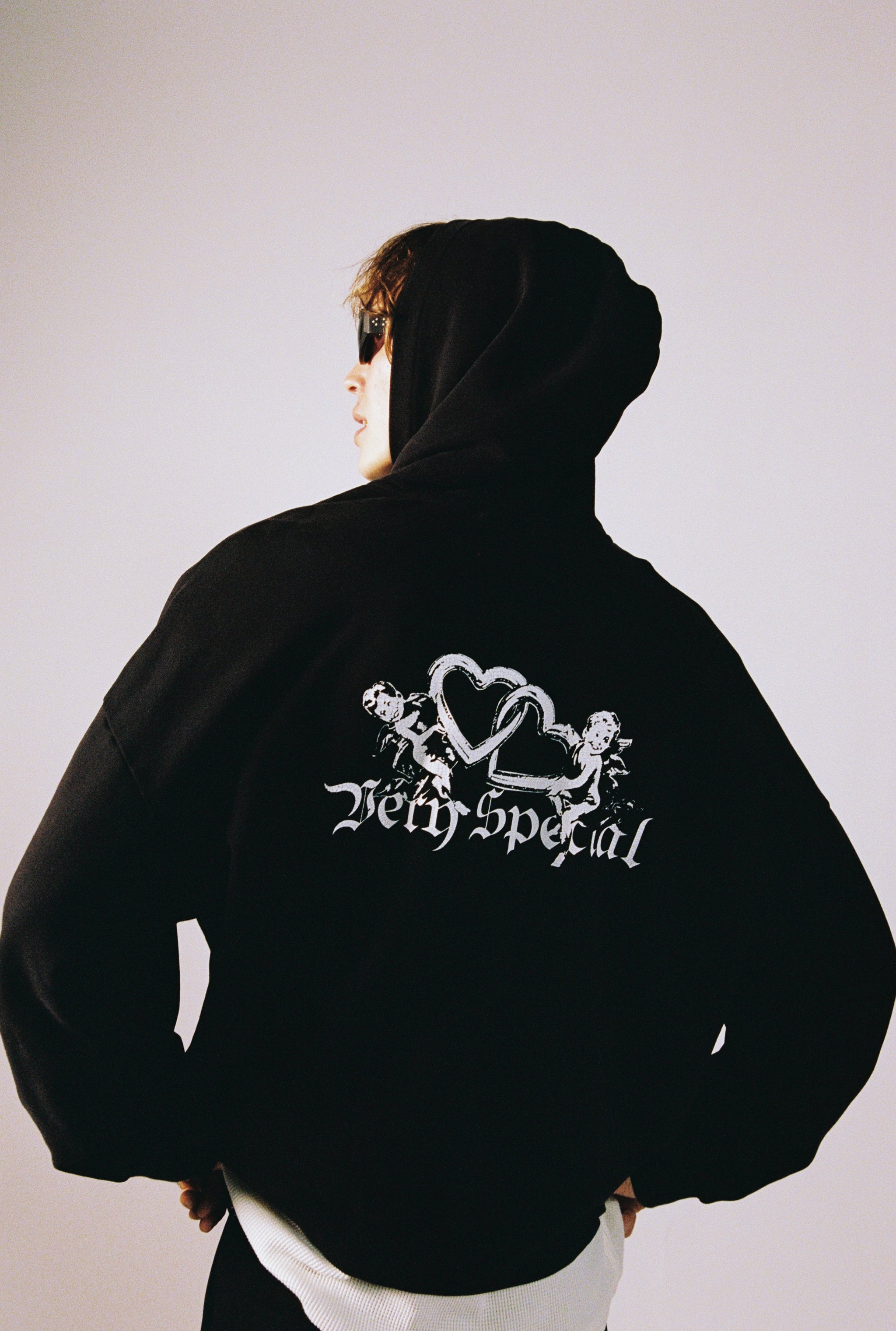 Washed Black Hearts Vintage Zip Hoodie