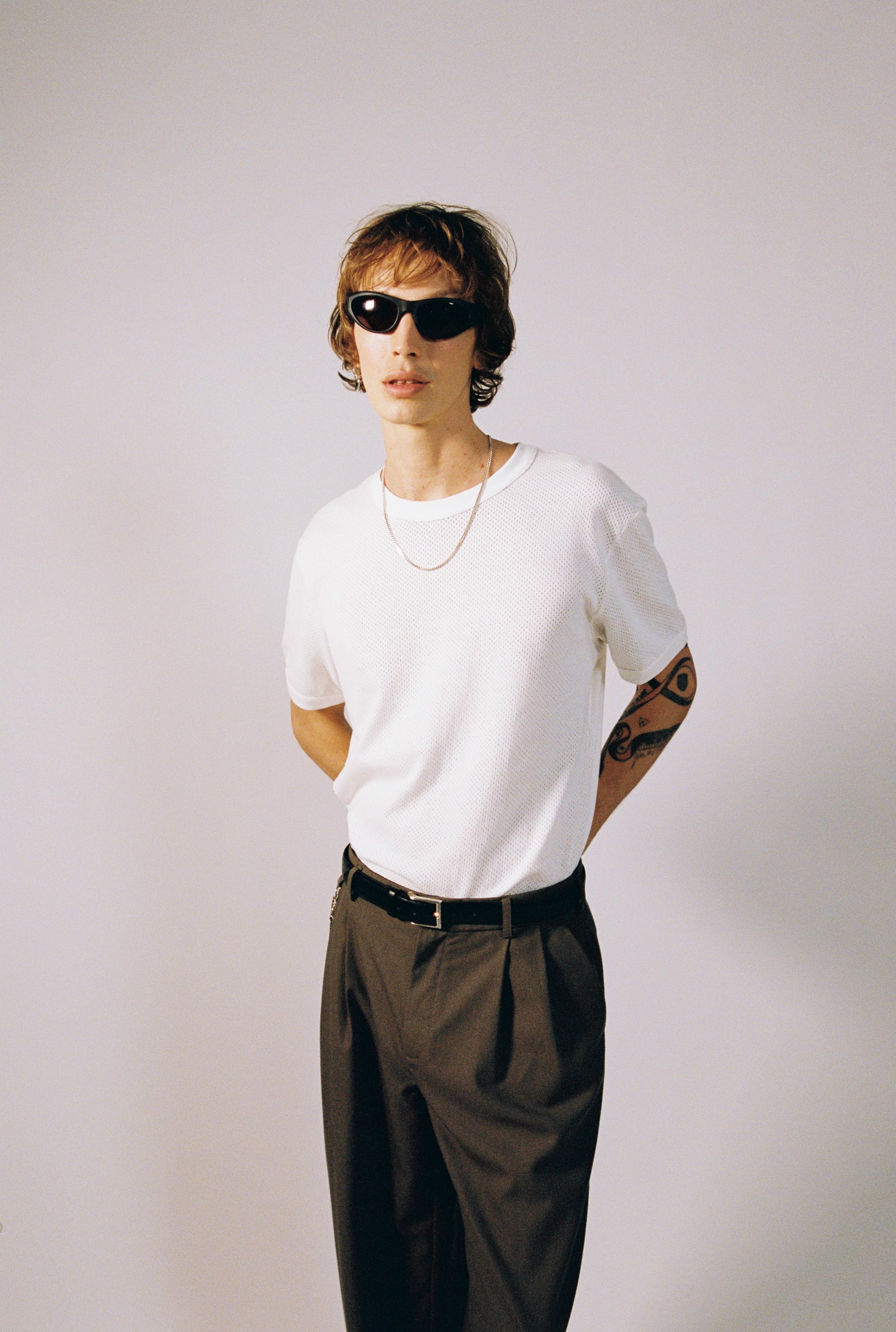 Vintage White Mesh Fitted Tee