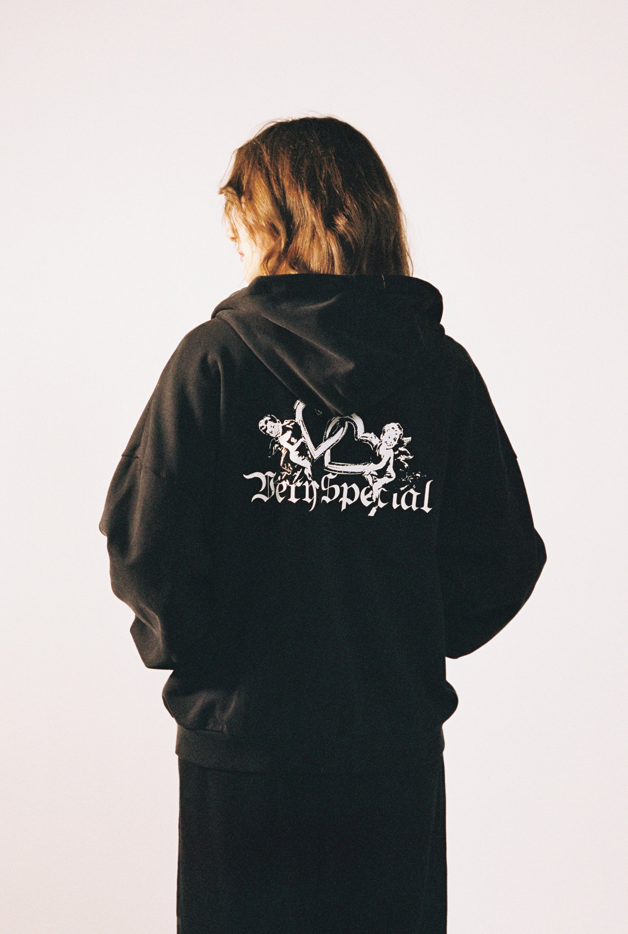 Washed Black Hearts Vintage Zip Hoodie