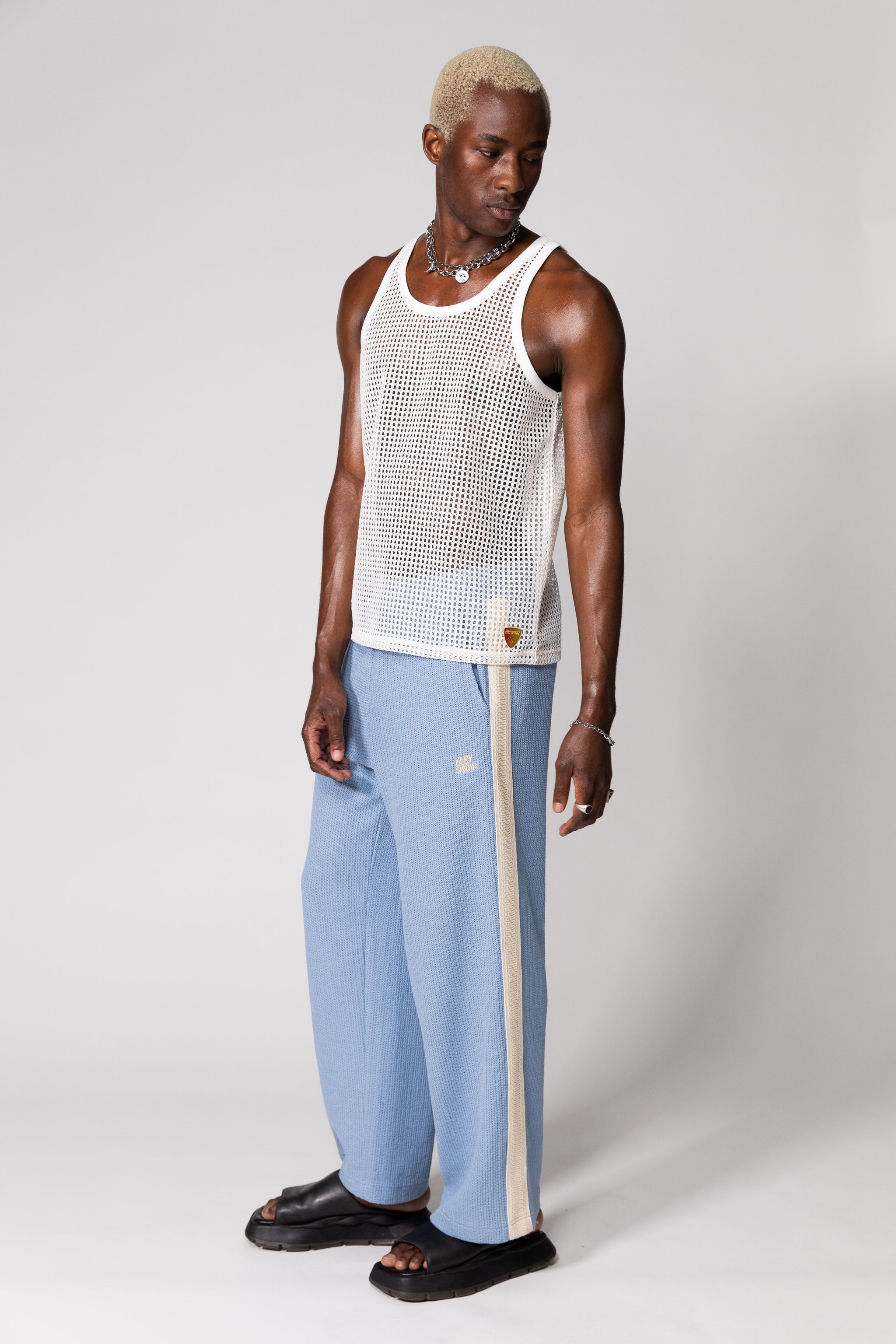 Steel Blue Knitted Baggy Pants