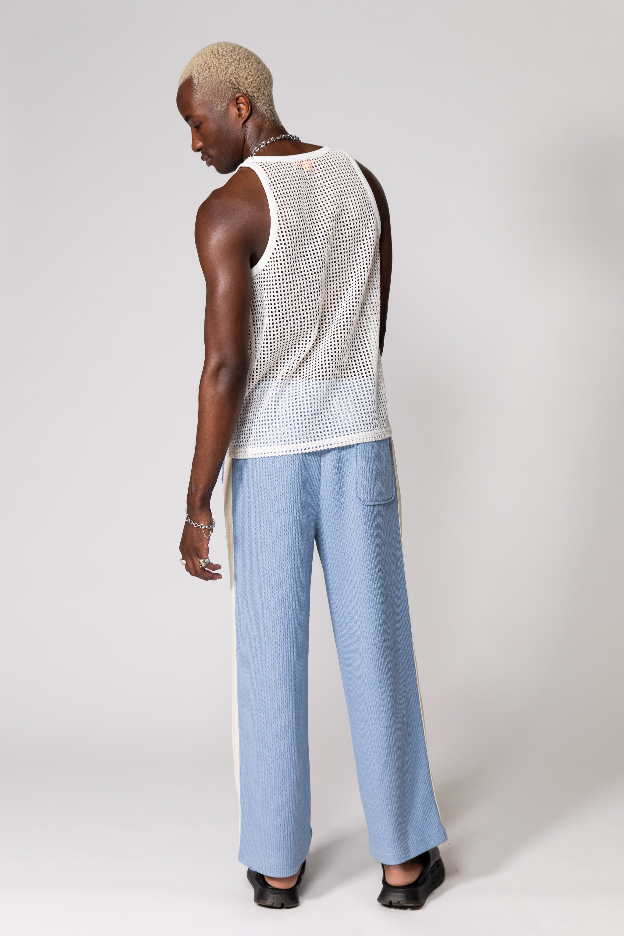 Steel Blue Knitted Baggy Pants