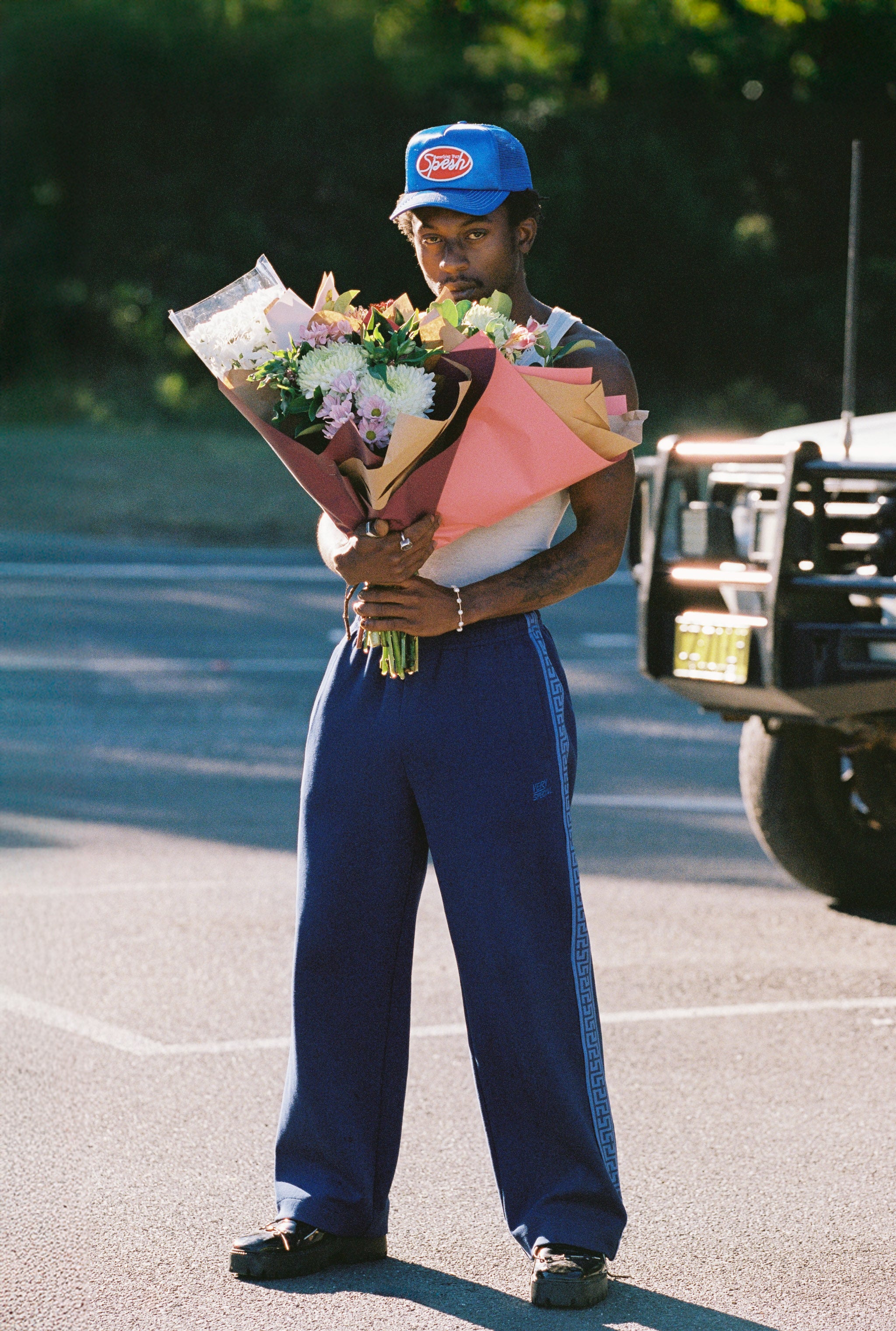 Navy Geo Track Pants