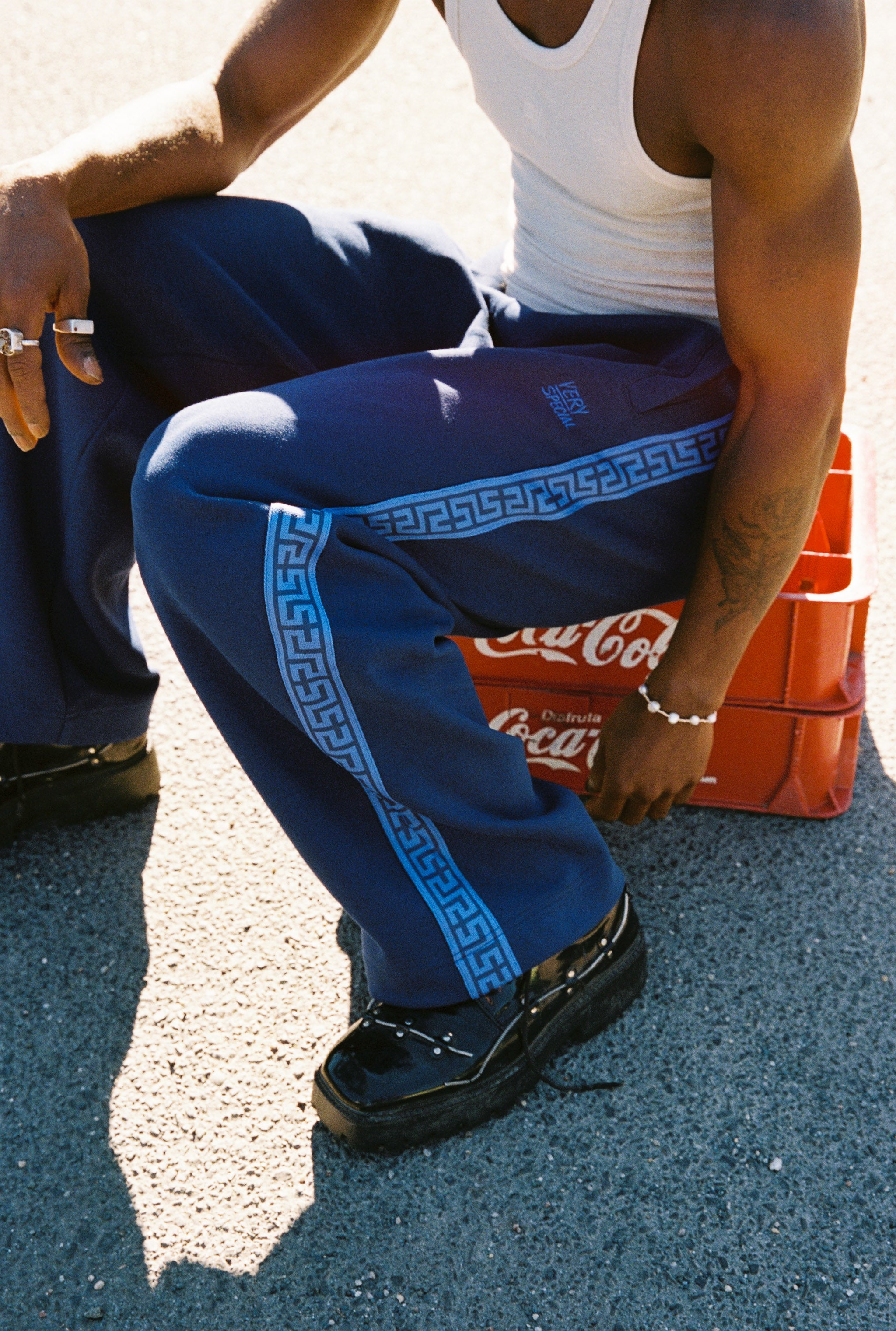 Navy Geo Track Pants