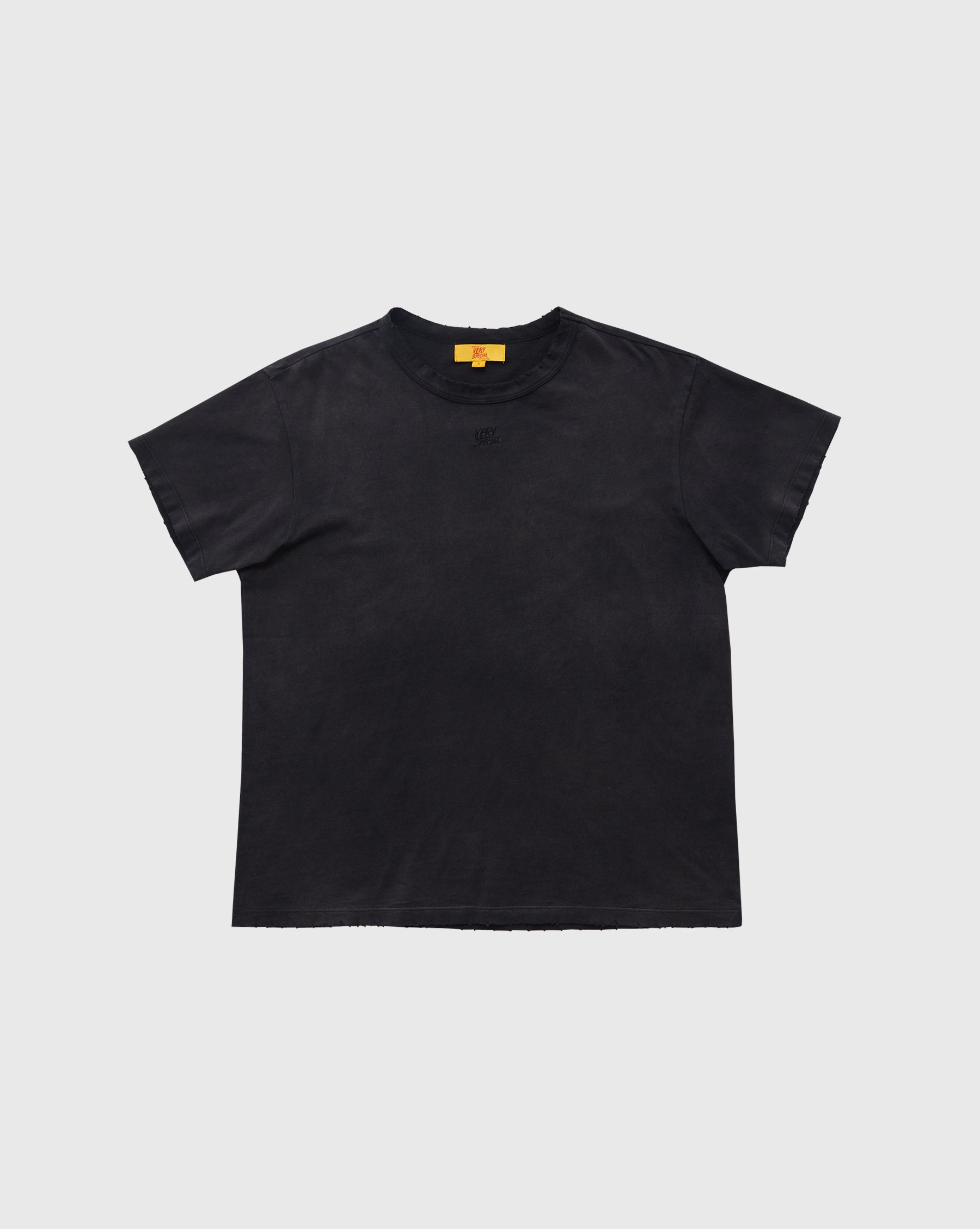 Distressed Basic Boxy Tee Black