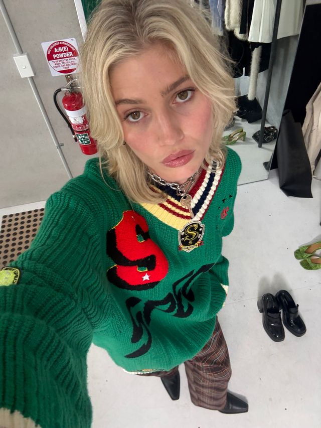 Green Patch Knit Sweater